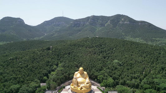 航拍山东济南千佛山风景区 视频