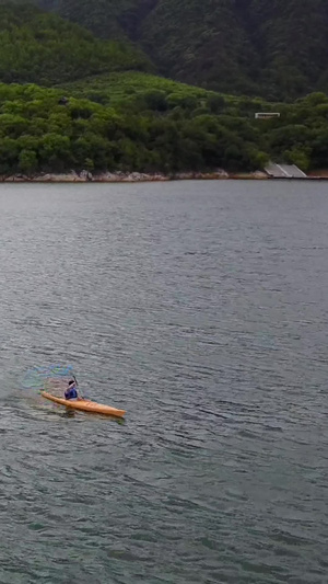 千岛湖上皮划艇航拍千岛湖淳安10秒视频