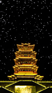 北京永定楼环绕星轨之动态北京夜景视频