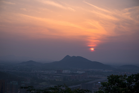 4K延时航拍落日晚霞日转夜景延时摄影视频