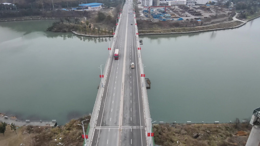 道路桥梁交通河流航拍视频