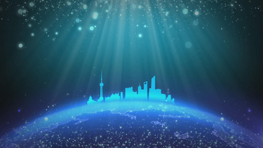 粒子城市科技地球背景视频
