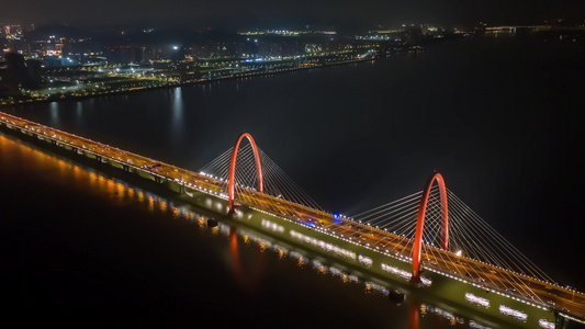 航拍杭州之江大桥延时视频