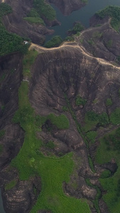 高清航拍湖南郴州高椅岭丹霞地貌视频