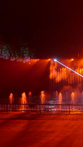 实拍古楼夜景灯光秀喷泉投影三国印巷视频