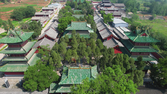 5A河南少林寺建筑全景航拍视频视频