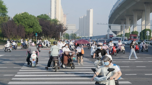 行人电动车人流升格视频