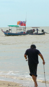 海边海滩上海钓钓鱼实拍合集视频