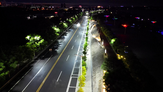 航拍衡阳雁峰区湘江啤酒广场夜景晚霞视频