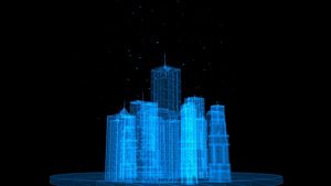 科技城市建筑旋转动画背景44秒视频