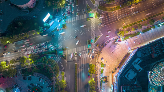 义乌交通车流夜景航拍延时视频