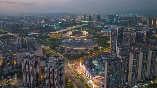 义乌城市夜景航拍延时视频