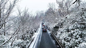 4K航拍雪景大雪雪天路面积雪枝头积雪25秒视频