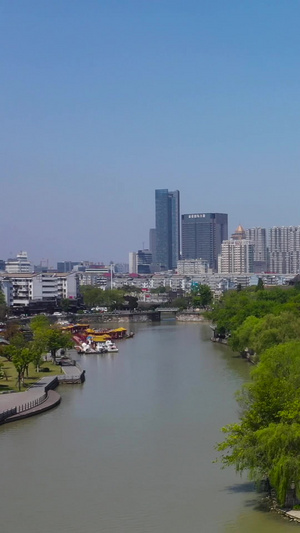 航拍4A景点里运河景区风光带建筑视频古建筑40秒视频