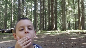 男孩贪婪地吃薯片25秒视频