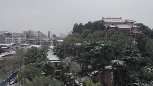 湖南省衡阳市回雁峰雪景4k航拍风光视频