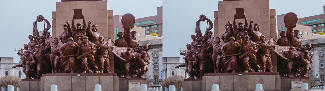 毛主席像沈阳中山广场雕像群左右格式3D立体视频视频