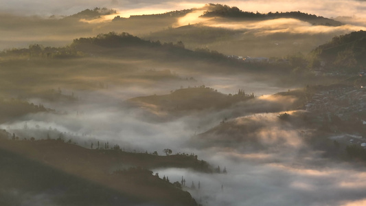 云雾缭绕的茶山视频