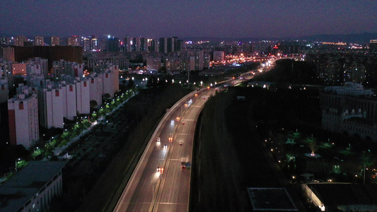 昆明航拍夜景交通视频