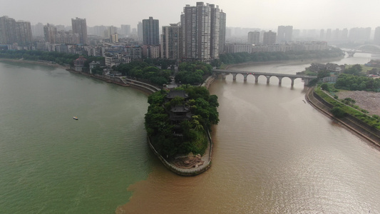 湖南衡阳石鼓书院4A景区航拍视频