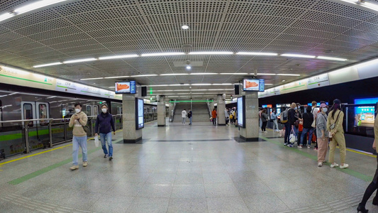 上海地铁人流延时视频