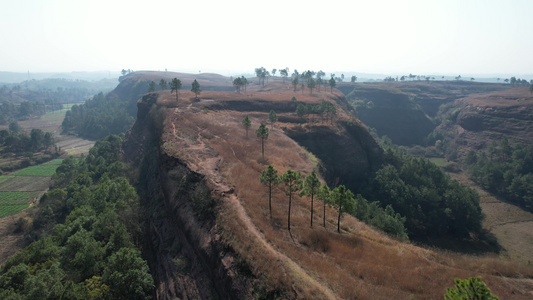 陕西黄土高坡熔岩地质航拍视频