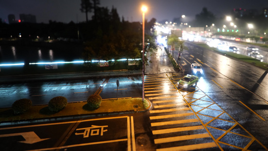 夜晚城市主干道移轴视频