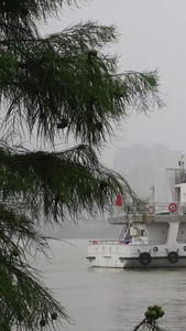 长江中下游防汛期间淹过警戒水位标识的长江城市内涝素材防汛形势视频