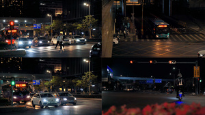 城市的夜晚交通生活空镜63秒视频