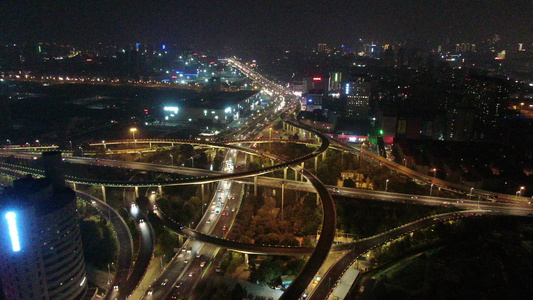 城市夜景交通立交桥航拍[灯光灿烂]视频