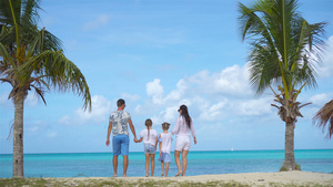 家庭在海边的卡比巴度假15秒视频