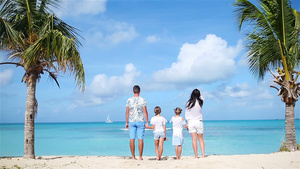 家庭在海边的卡比巴度假12秒视频