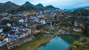 8K湘西永顺芙蓉镇4A景区日转夜延时10秒视频