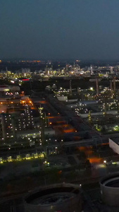 航拍南京江北新区化工厂夜景中国化工视频