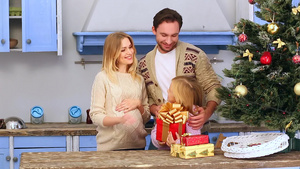 家庭庆祝圣诞节和新年的家庭15秒视频