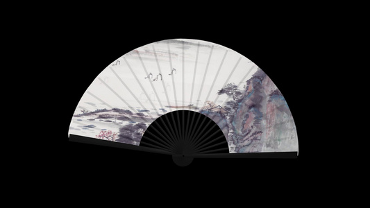 三维中国风扇子动画视频