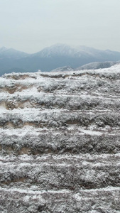 高清竖屏航拍广西桂林资源雪后群山美景视频