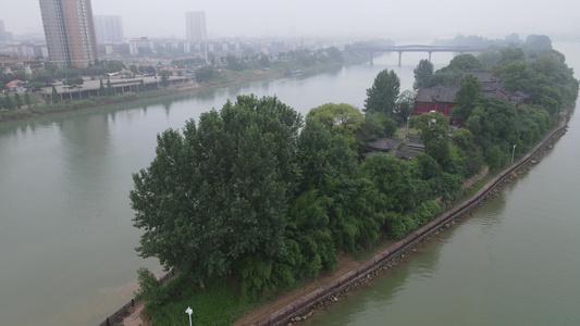 湖南衡阳湘江东洲岛4A景区航拍视频