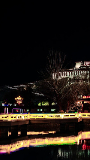 5A景区布达拉宫倒影西藏旅游宣传12秒视频