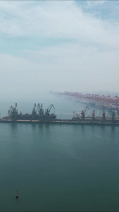 进出口贸易港口码头集装箱航拍视频