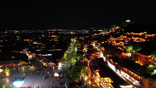 航拍云南丽江古城5A景区夜景 视频