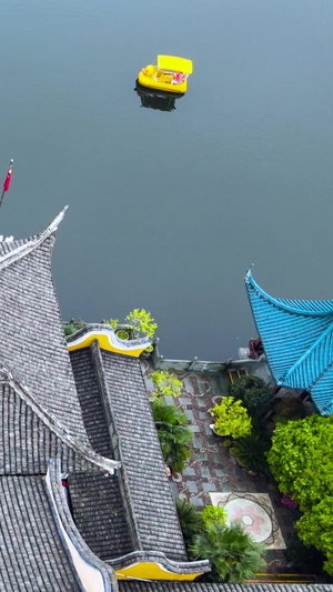 宁波市区5A景区月湖内佛教居士林景点航拍风景区99秒视频