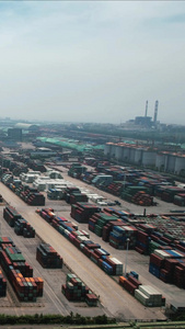 进出口贸易港口码头集装箱航拍视频