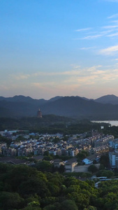 杭州地标西湖黄昏夕阳航拍夕阳西下视频