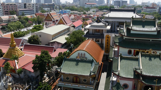 市中心全景区的Bangkok街阳光明媚的一天传统中国视频