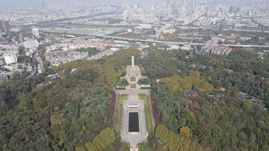 航拍南京雨花台4A景区烈士纪念碑视频