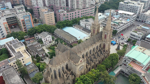 广州石室圣心大教堂航拍42秒视频