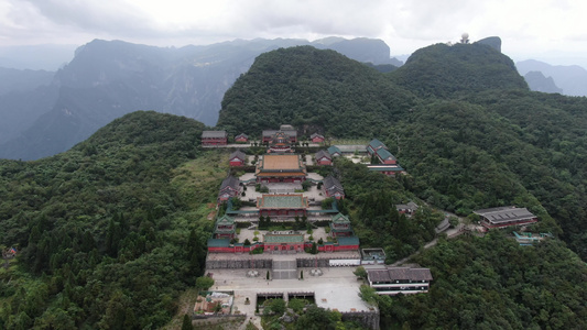 湖南张家界天门山5A景区天门寺航拍视频