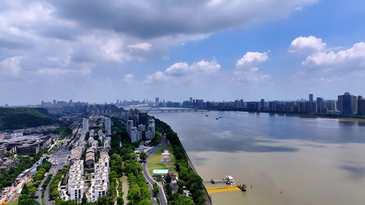 航拍杭州复兴大桥视频