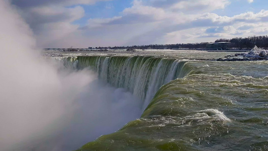 Niagara在一天的瀑布下俯瞰着水流视频